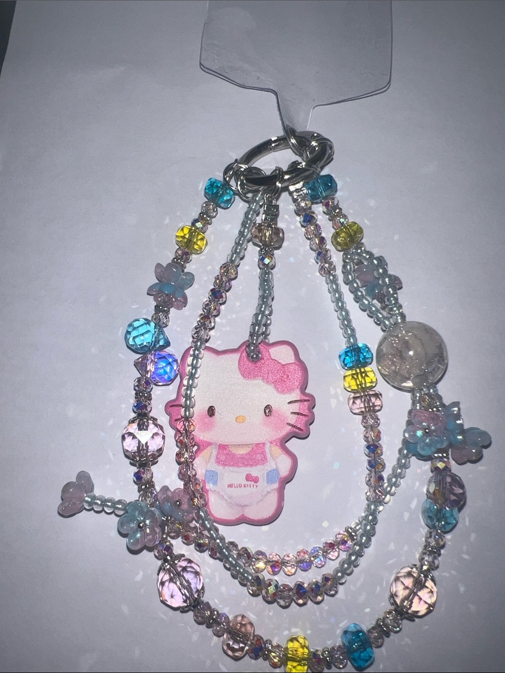 Hello Kitty Pink Bead Charm Keychain for Kids